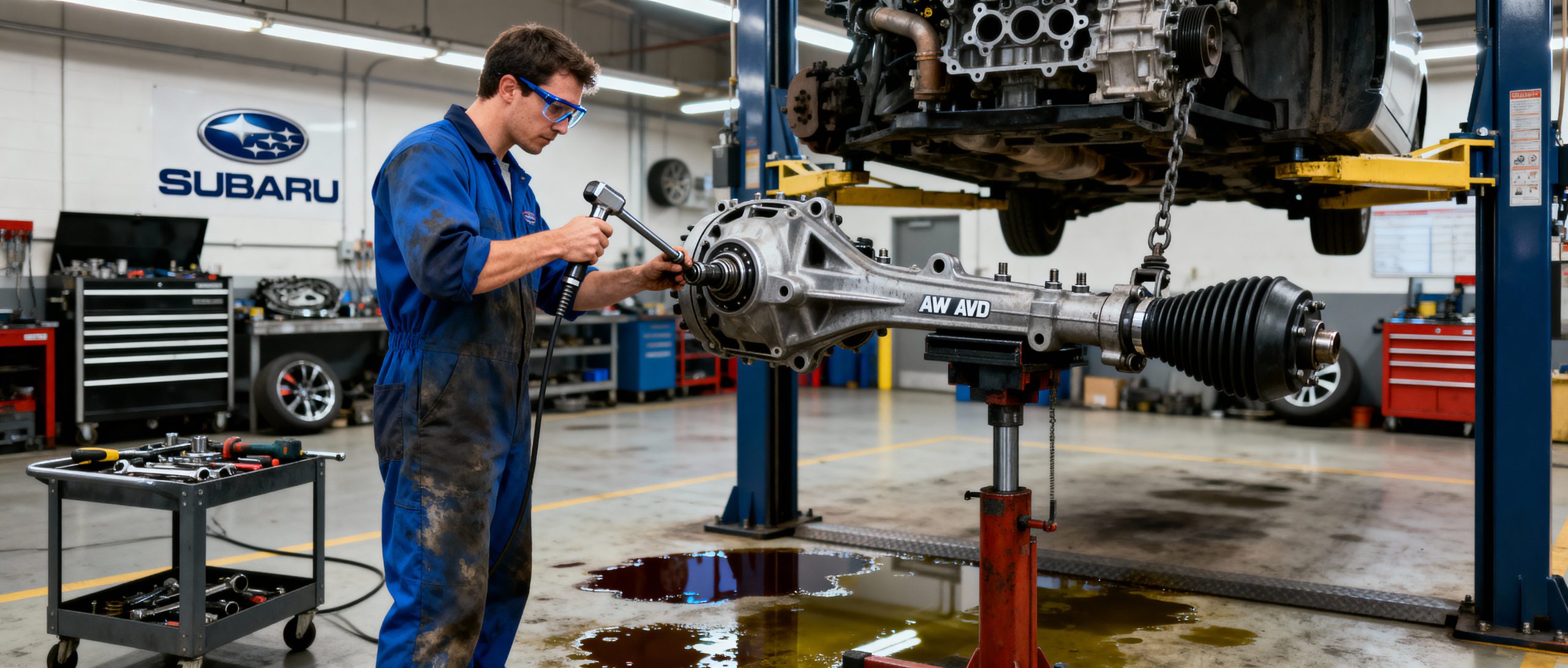 Mechanic repairing Subaru AWD System covered when you buy extended warranty used Subaru