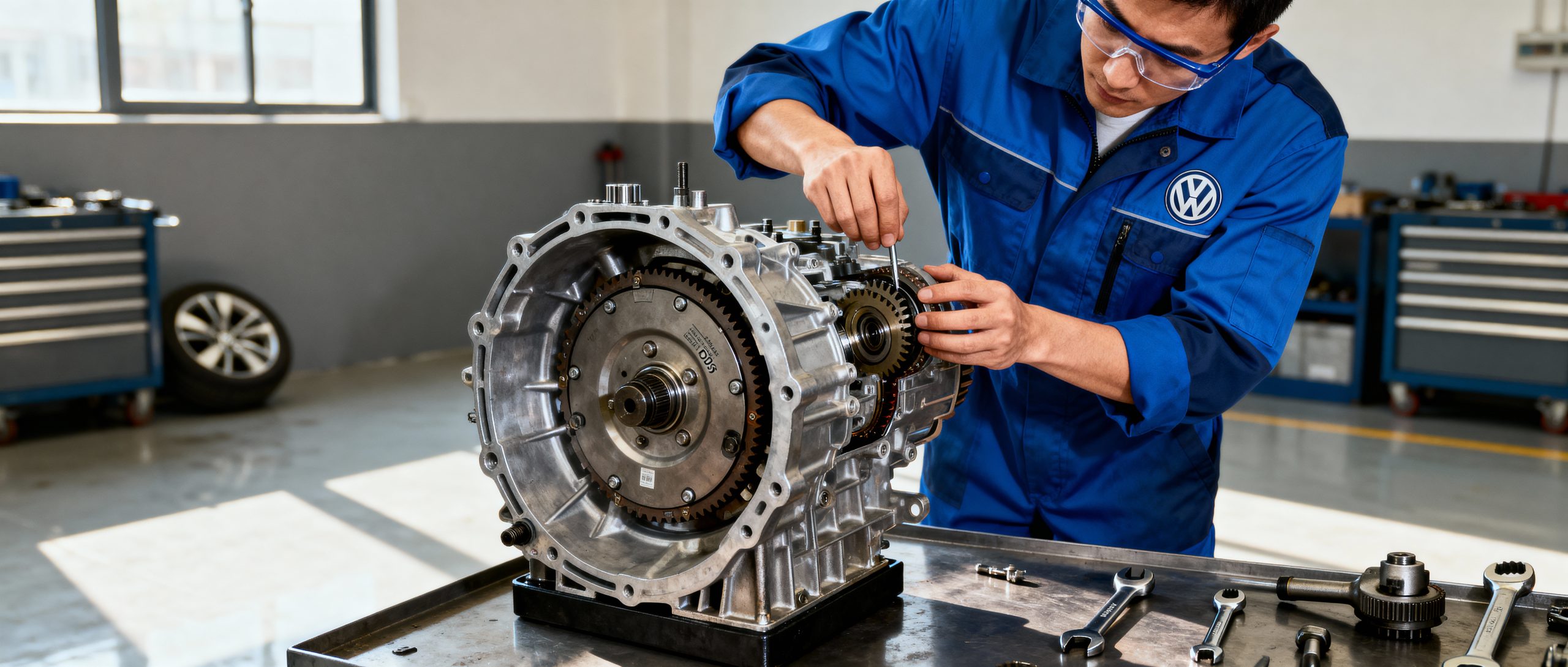 Mechanic repairing Volkswagen DSG transmission covered when you buy extended warranty used Volkswagen