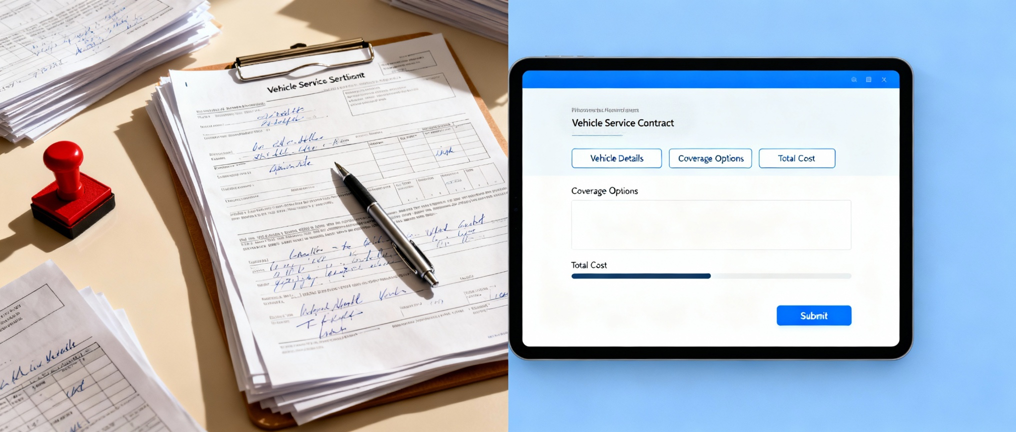 CarShield review shows FTC settlement documents and traditional extended warranty contracts highlighting industry-wide problems with complex coverage tiers